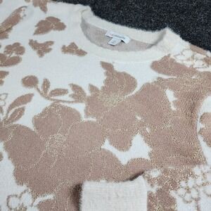 NWT Liz Claiborne Ivory Beige Floral Jacquard Knit Sweater Size 2X Casual Preppy